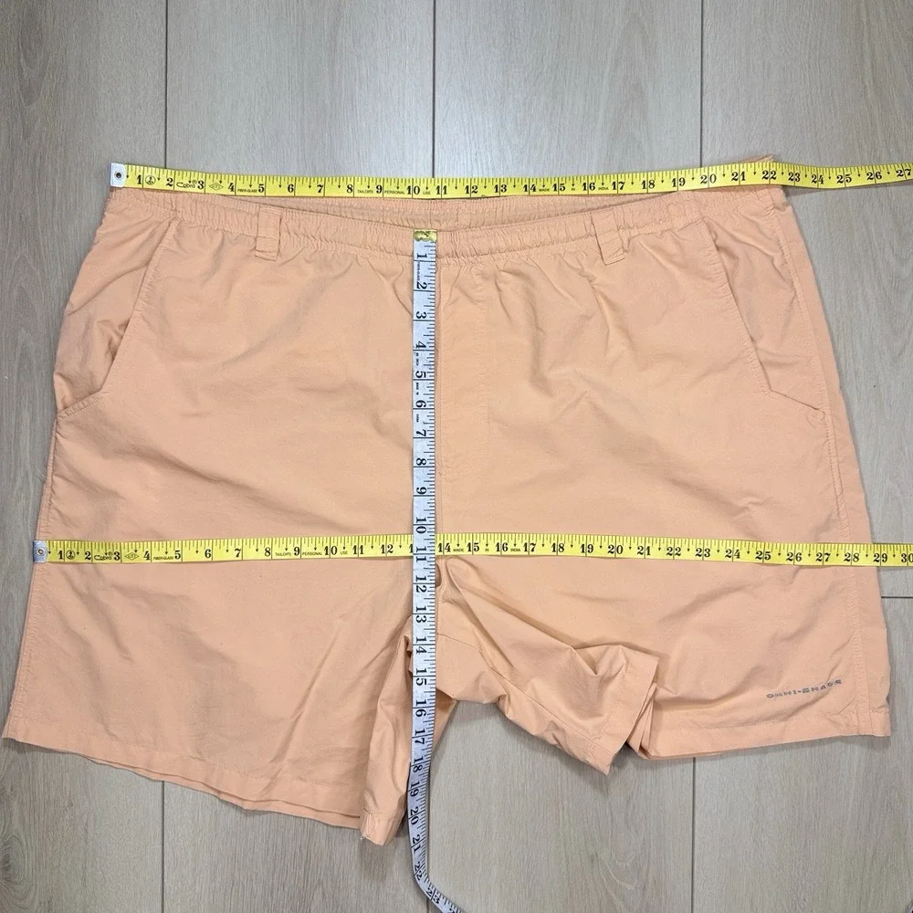 VTG Columbia PFG‎ Omni-Shade Peach Nylon Fishing Swim Shorts Men's 2X UPF FLAWS